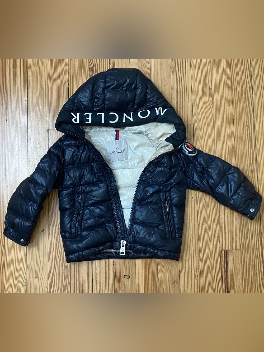 Moncler Black Quilted Toddler Boys’ Puffer Jacket with Hood